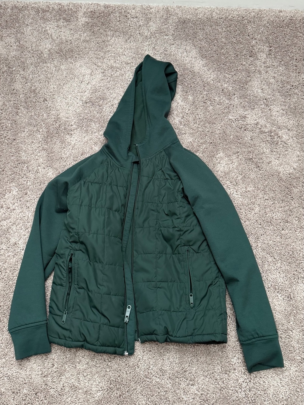 Abercrombie & Fitch Kids Forest Green Quilted Hooded Puffer Jacket